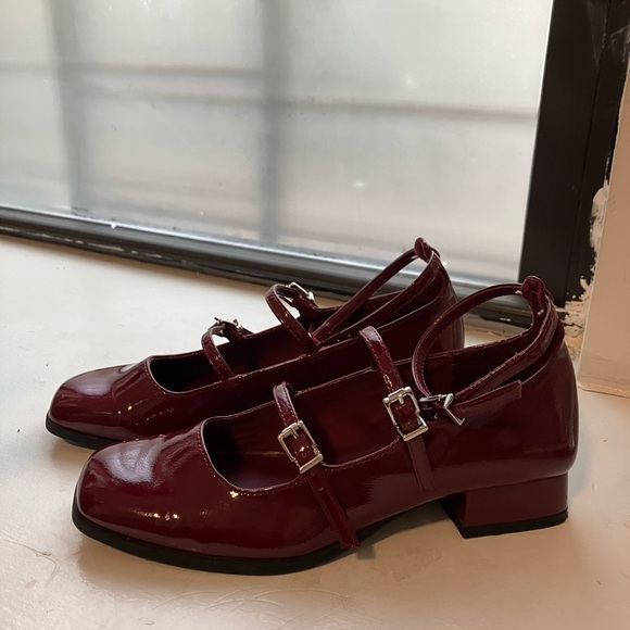 Bershka Shiny Red Mary Jane Shoes - Picture 2 of 5
